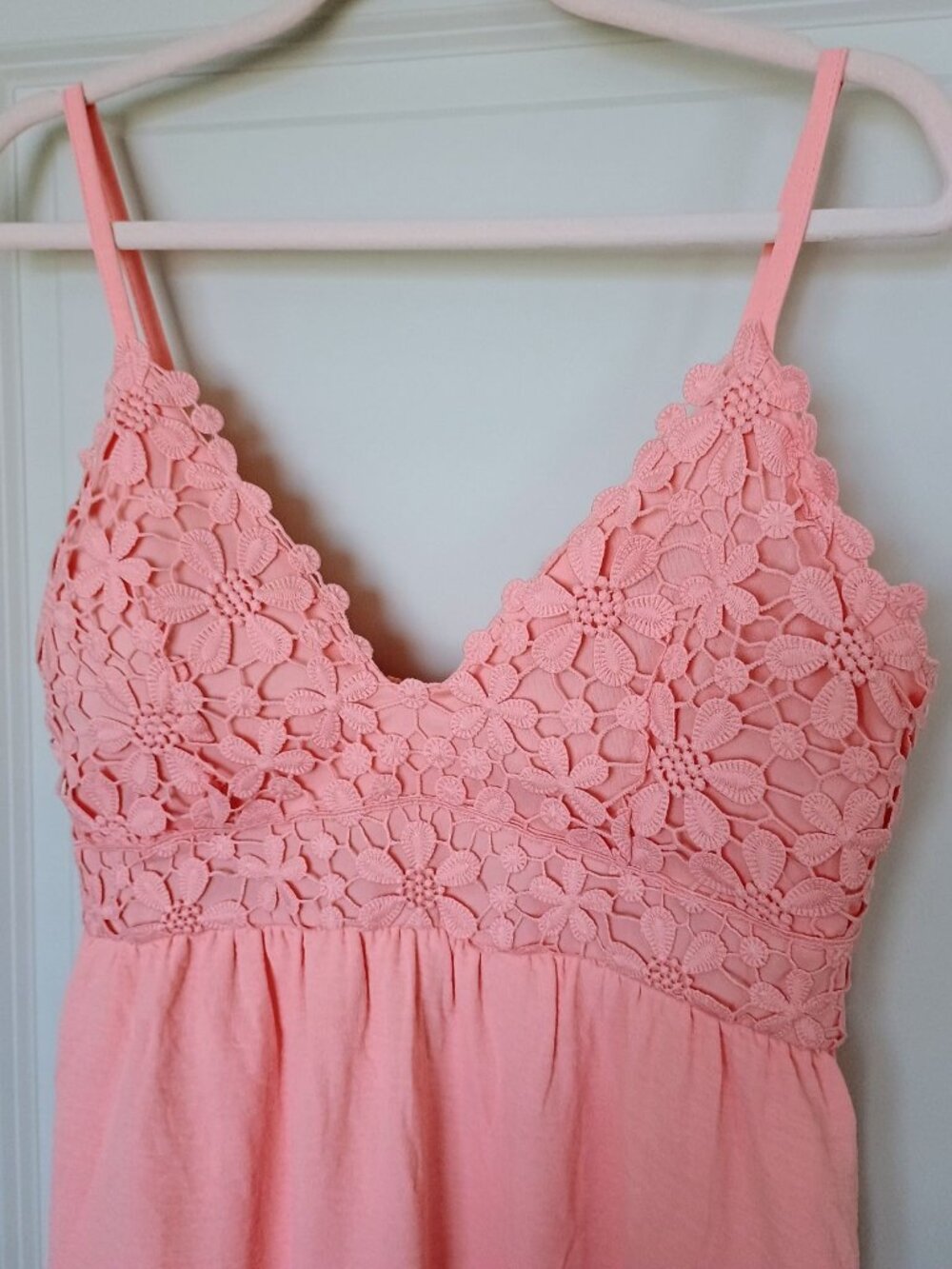 FLORAL CROCHET TOP MAXI DRESS PEACHY CORAL SEXY SUMMER BEACH